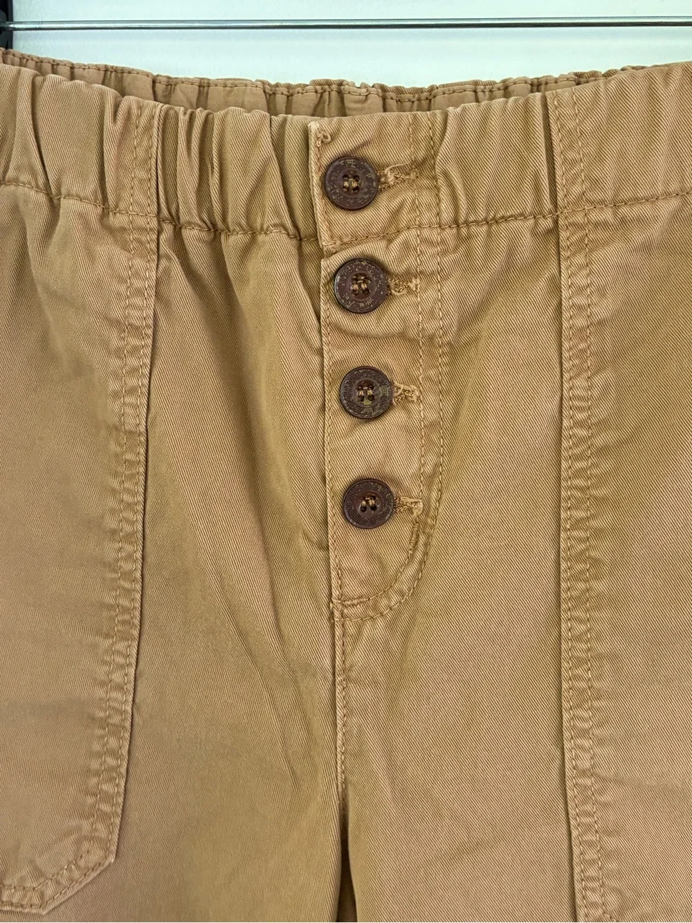 Free People Women's Camel Cadet Utility Safari Cropped Jogger Pant Button Fly S